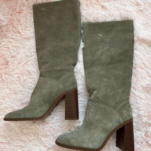 Mango grey khaki suede tall boots